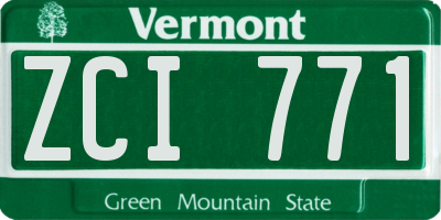 VT license plate ZCI771