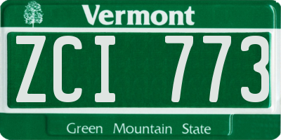 VT license plate ZCI773