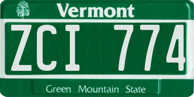 VT license plate ZCI774
