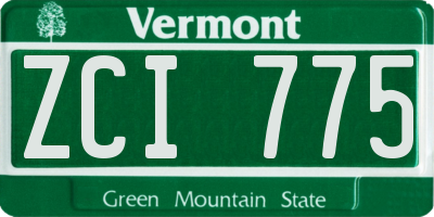 VT license plate ZCI775