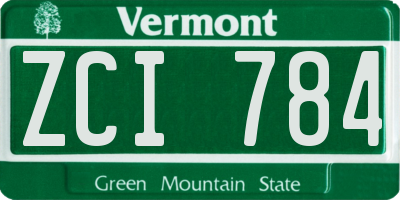 VT license plate ZCI784