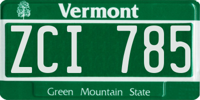 VT license plate ZCI785
