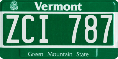 VT license plate ZCI787