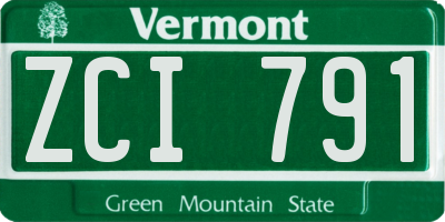 VT license plate ZCI791