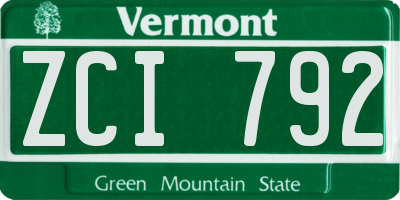 VT license plate ZCI792