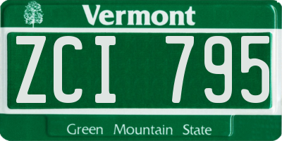 VT license plate ZCI795