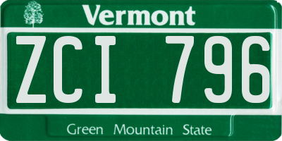 VT license plate ZCI796