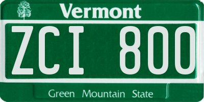 VT license plate ZCI800
