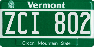 VT license plate ZCI802