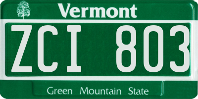 VT license plate ZCI803