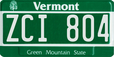 VT license plate ZCI804