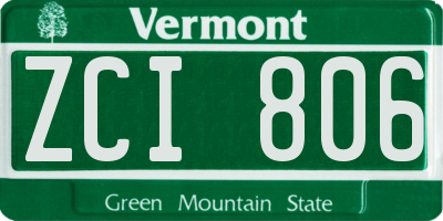 VT license plate ZCI806