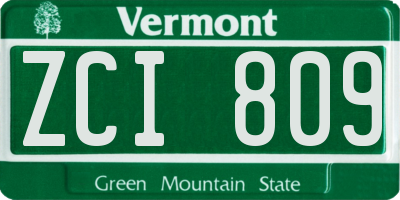 VT license plate ZCI809