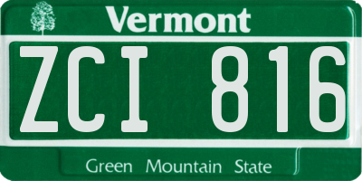 VT license plate ZCI816