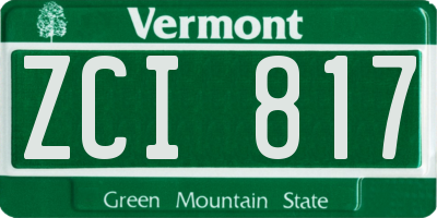 VT license plate ZCI817