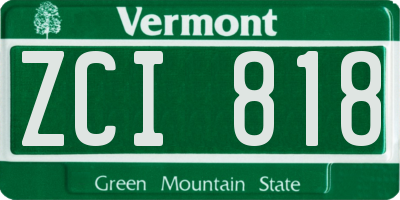 VT license plate ZCI818