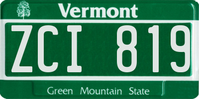 VT license plate ZCI819
