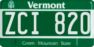 VT license plate ZCI820