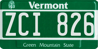 VT license plate ZCI826