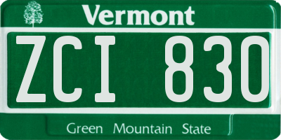 VT license plate ZCI830