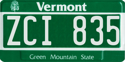 VT license plate ZCI835
