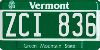 VT license plate ZCI836