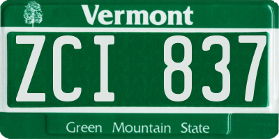 VT license plate ZCI837