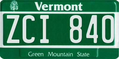VT license plate ZCI840