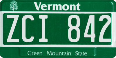 VT license plate ZCI842