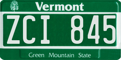 VT license plate ZCI845