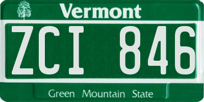 VT license plate ZCI846