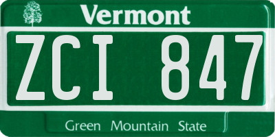 VT license plate ZCI847