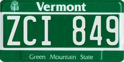 VT license plate ZCI849