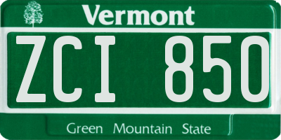 VT license plate ZCI850