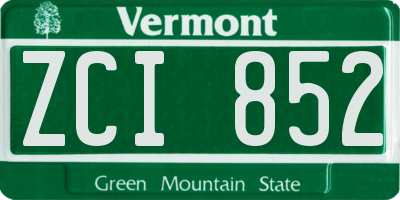 VT license plate ZCI852