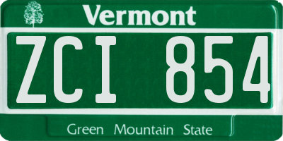 VT license plate ZCI854