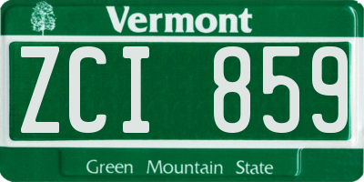 VT license plate ZCI859