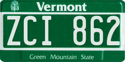VT license plate ZCI862