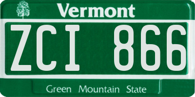 VT license plate ZCI866