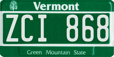 VT license plate ZCI868
