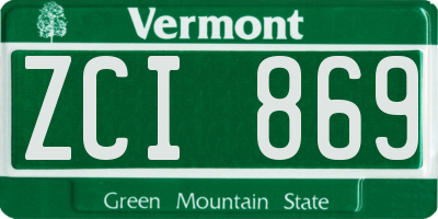VT license plate ZCI869