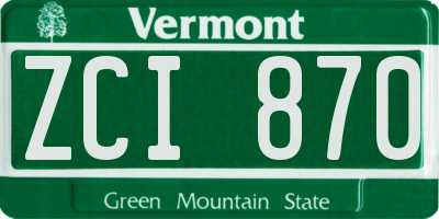 VT license plate ZCI870