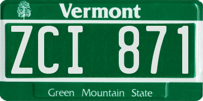 VT license plate ZCI871
