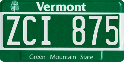 VT license plate ZCI875