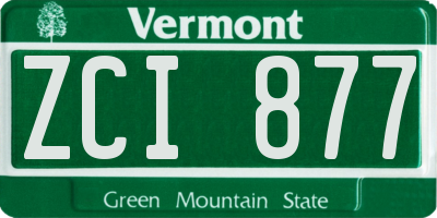 VT license plate ZCI877