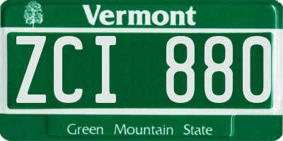 VT license plate ZCI880