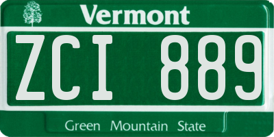 VT license plate ZCI889