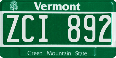VT license plate ZCI892