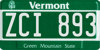 VT license plate ZCI893