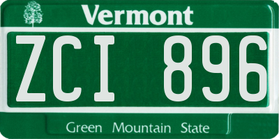 VT license plate ZCI896